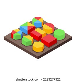 Montessori toy shape icon isometric vector. Kid math. School class