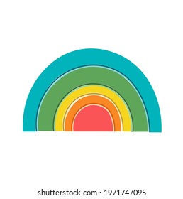 Montessori Wooden Materials. Toy Colorful Rainbow. Vector Flat Illustration