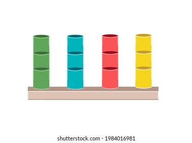Montessori wooden toy multicolor sorter. Vector illustration 