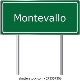 Montevallo, Alabama, road sign green vector illustration, road table, USA city