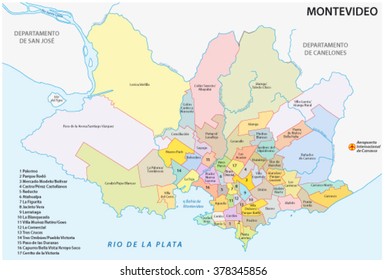 Montevideo administrative (neighborhood) map