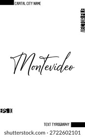 Montevideo --Nombre de la ciudad capital Caligrafía cursiva Diseño de texto decorativo Elemento de Vector