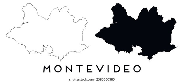 Montevideo city map outline and black silhouette vector