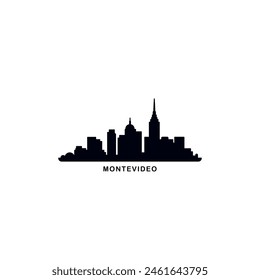 Montevideo cityscape skyline city panorama vector flat modern logo icon. Uruguay capital travel emblem idea with landmarks and building silhouettes. Isolated simple shape  black graphic