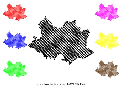 Montevideo Department (Departments of Uruguay, Oriental Republic of Uruguay) map vector illustration, scribble sketch Montevideo map
