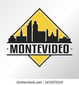 Montevideo, Montevideo Department, Uruguay Skyline Logo. Adventure Landscape Design Vector Illustration.