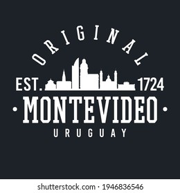 Montevideo, Montevideo Department, Uruguay Skyline Original. A Logotype Sports College and University Style. Illustration Design vector.