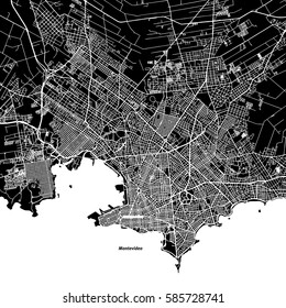 Montevideo One Color Map, Vector Outline Version, ready for color change, Artprint