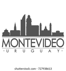 Montevideo Skyline Silhouette Design City Vector Art