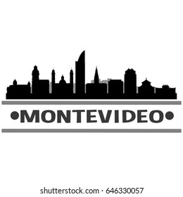 Montevideo Skyline Silhouette Skyline Stamp Vector City Design