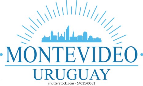 Montevideo Uruguay. Banner Design. City Skyline. Silhouette Vector. Famous Monuments.