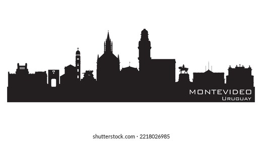 Montevideo Uruguay city skyline Detailed vector silhouette