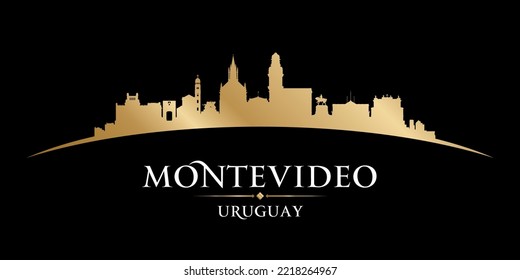 Montevideo Uruguay city skyline silhouette. Vector illustratio