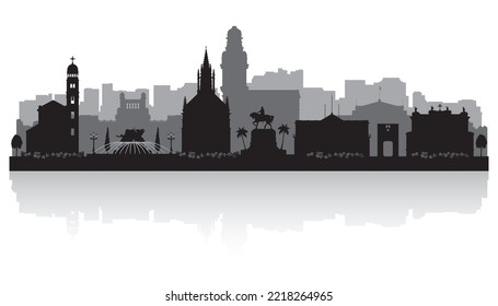 Montevideo Uruguay city skyline vector silhouette illustration