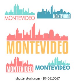 Montevideo Uruguay Flat Icon Skyline Vector Silhouette Design Set