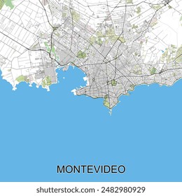 Montevideo, Uruguay map poster art