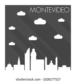 Montevideo Uruguay Skyline City Flat Silhouette Design Background