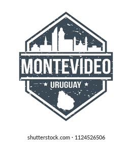 Montevideo Uruguay Travel Stamp Icon Skyline City Design Tourism. Seal Badge Vector Illustration.