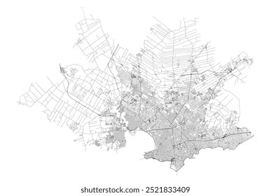 Montevideo Uruguay,accurate map, detail Streets Roads Map,editable vector element template image for marketing ,product ,wall art