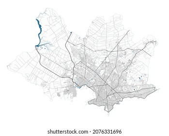 Montevideo vector map. Detailed map of Montevideo city administrative area. Cityscape panorama. Royalty free vector illustration. Outline map with highways, streets, rivers. Tourist decorative map.