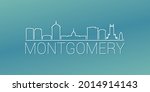 Montgomery, AL, USA Skyline Linear Design. Flat City Illustration Minimal Clip Art. Background Gradient Travel Vector Icon.