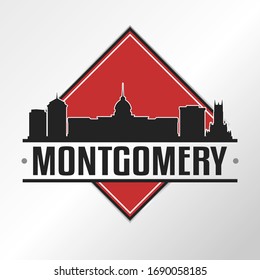 Montgomery, AL, USA Skyline Logo. Adventure Landscape Design Vector Illustration.