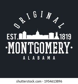 Montgomery, AL, USA Skyline Original. A Logotype Sports College And University Style. Illustration Design Vector.