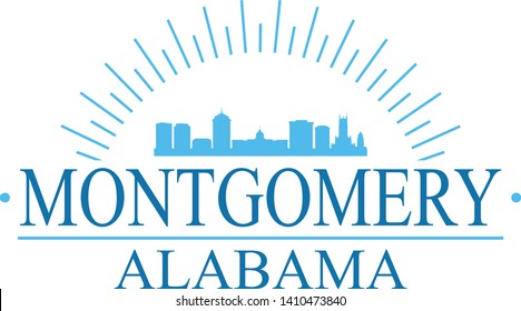 Montgomery Alabama. Banner Design. City Skyline. Silhouette Vector. Famous Monuments.