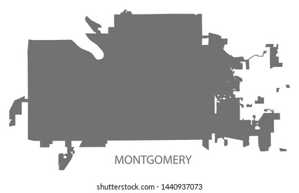 Montgomery Alabama city map grey illustration silhouette shape