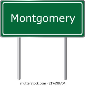 Montgomery, Alabama, road sign green vector illustration, road table, USA city