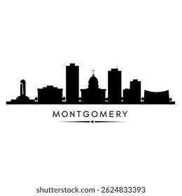 Montgomery Alabama Skyline Silhouette with Cityscape.
