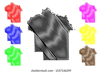 Montgomery County, Alabama (Counties in Alabama, United States of America,USA, U.S., US) map vector illustration, scribble sketch Montgomery map