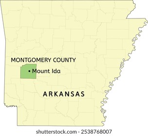 Montgomery County and city of Mount Ida location on Arkansas state map