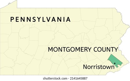 Montgomery County And City Of Norristown Location On Pennsylvania State Map