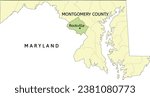 Montgomery County and city of Rockville location on Maryland state map