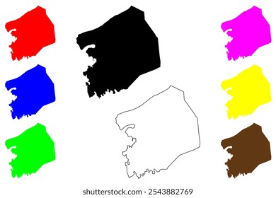 Montgomery County, Commonwealth of Virginia (Condado de Montgomery, Estados Unidos da América, EUA, EUA) mapa ilustração vetorial, esboço de rabisco Mapa de Montgomery