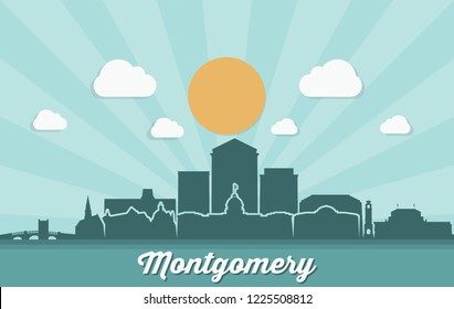 Montgomery skyline - Alabama, United States of America, USA - vector illustration