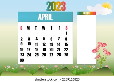 Month 2023 - Calendar. Week starts on Sunday - stock vector illustration