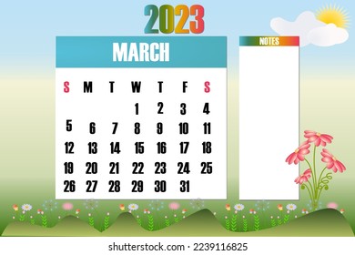 Month 2023 - Calendar. Week starts on Sunday - stock vector illustration