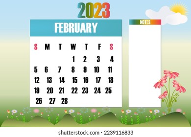 Month 2023 - Calendar. Week starts on Sunday - stock vector illustration