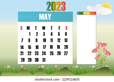 Month 2023 - Calendar. Week starts on Sunday - stock vector illustration
