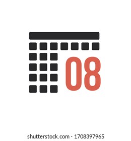 Month 8 August Calendar organizer icon. Stock Vector illustration isolated on white background.