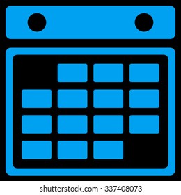 Month Appointment vector icon. Style is flat symbol, blue color, rounded angles, black background.