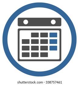 Month Appointment vector icon. Style is bicolor flat rounded symbol, cobalt and gray colors, rounded angles, white background.