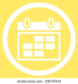 Month Appointment vector icon. Style is flat rounded symbol, white color, rounded angles, yellow background.