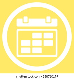 Month Appointment vector icon. Style is flat rounded symbol, white color, rounded angles, yellow background.