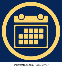 Month Appointment vector icon. Style is flat rounded symbol, yellow color, rounded angles, blue background.