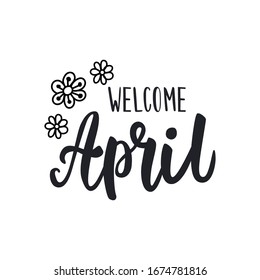 Month of April. Lettering. Design for the calendar. The beautifully written word April. Vector lettering isolated on white background.