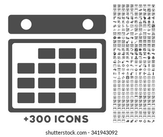 Month Binder vector icon with additional 300 date and time management pictograms. Style is flat symbols, gray color, rounded angles, white background.