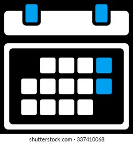 Month Binder vector icon. Style is bicolor flat symbol, blue and white colors, rounded angles, black background.